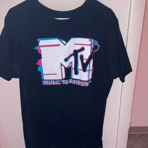 Unisex MTV black short sleeve cotton tee